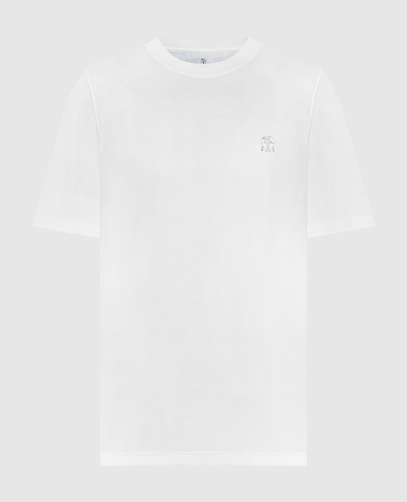 

White t-shirt with embroidered logo emblem Brunello Cucinelli