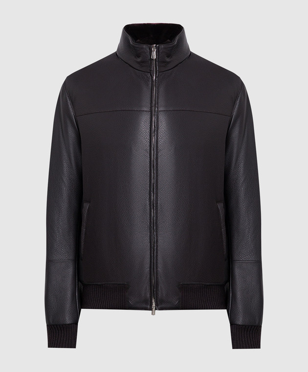 Enrico Mandelli - Brown leather jacket with fur A7T1045901 - shop