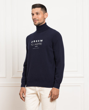 Brunello Cucinelli Navy blue cashmere embroidered golf M22201703