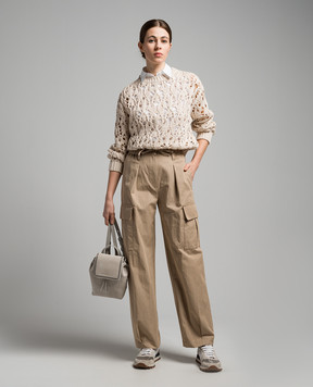 Brunello Cucinelli Brown cargo pants with monil chain ML180P8561