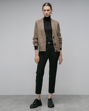 CO Cardigan with a textured khaki pattern 7966PCY