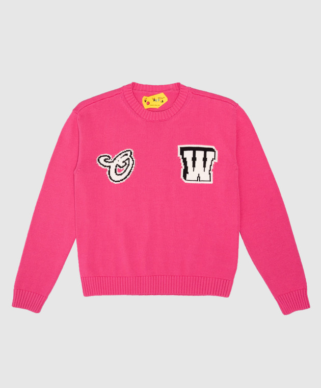 Off White Baby pink jumper with logo pattern OGHE001S24KNI003 buy with Portugal delivery at Symbol