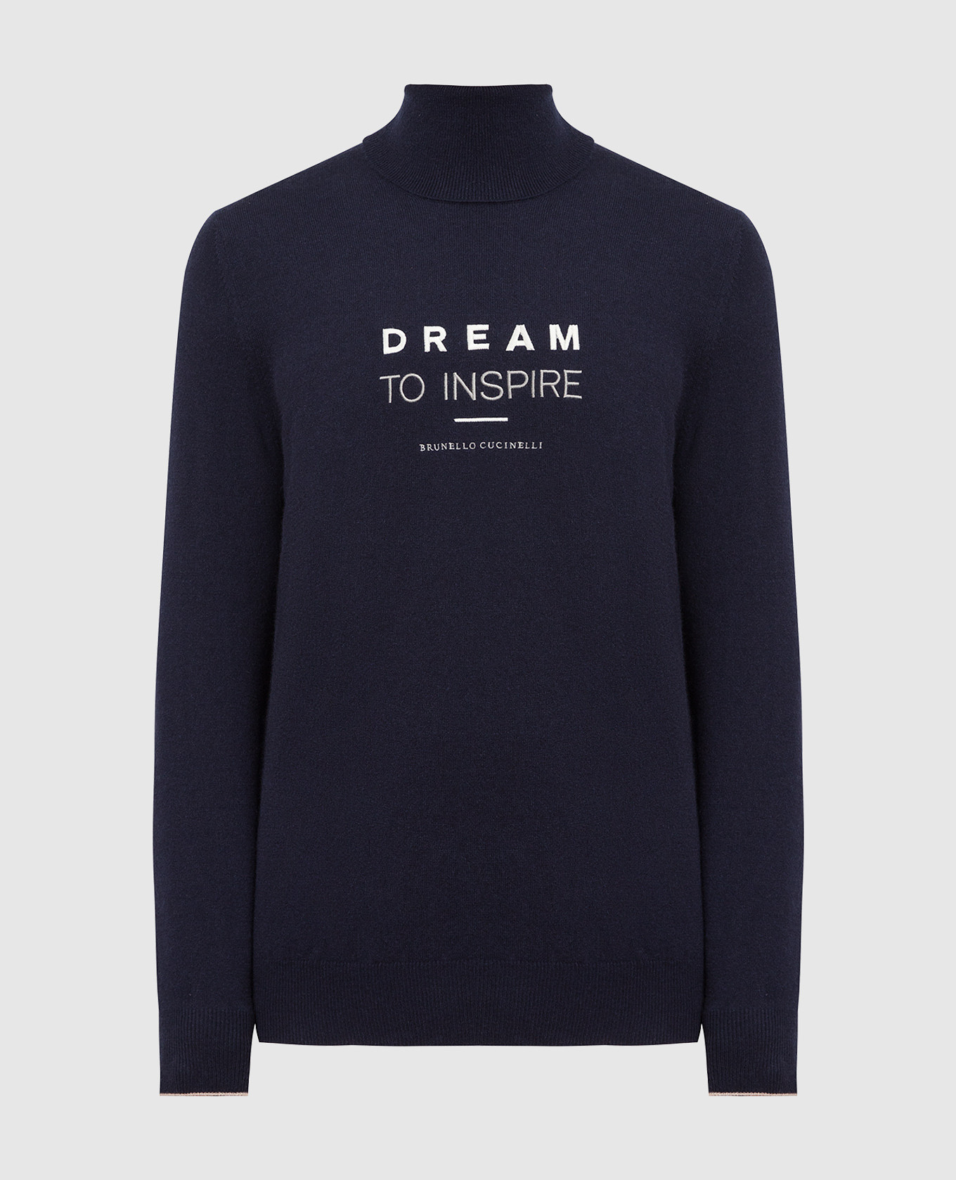 

Navy blue cashmere embroidered golf Brunello Cucinelli