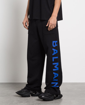 Balmain Black sweatpants with logo print AH1OB211BB15