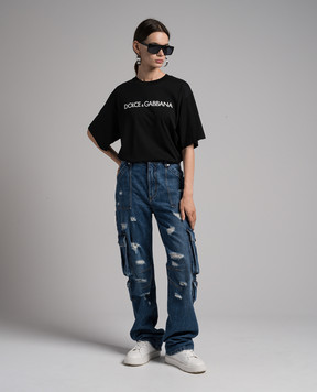 Dolce&Gabbana Blue cargo jeans with a distressed effect FTCZQDG8JQ1