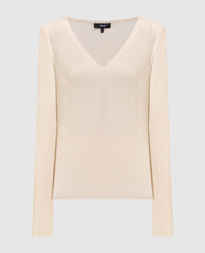 Theory Beige ribbed pullover N1216712