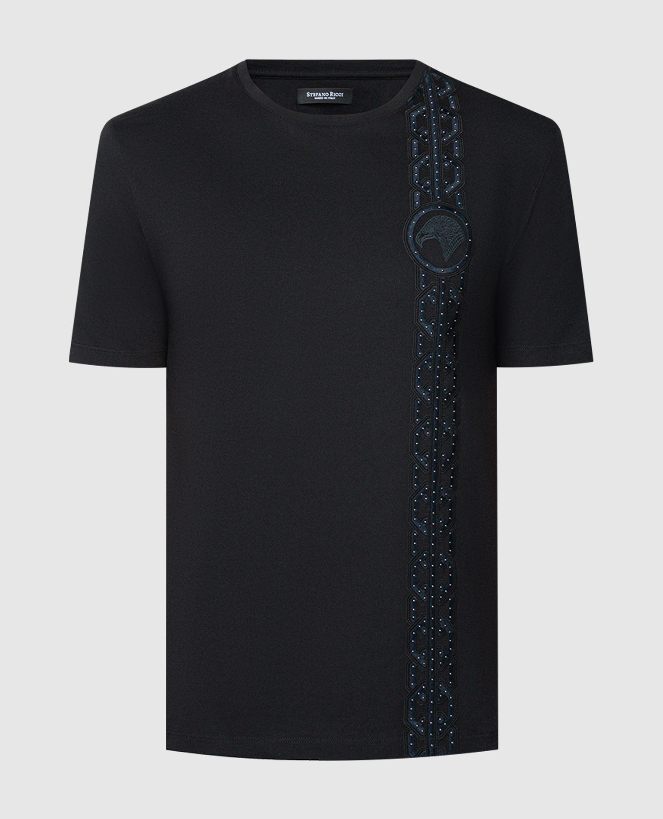 

Black T-shirt with embroidery Stefano Ricci