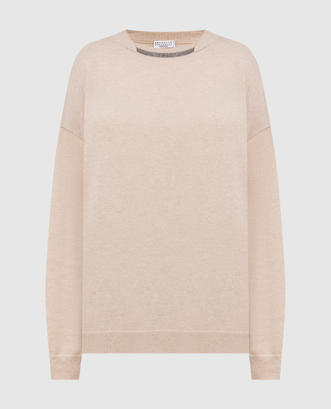 

Light beige cashmere jumper with eco-brass Brunello Cucinelli, Бежевый