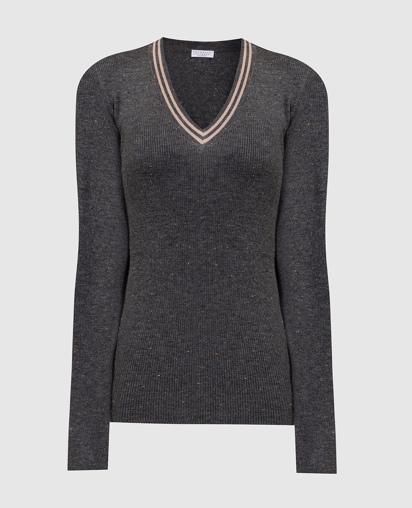 

Gray ribbed pullover with lurex Brunello Cucinelli, Grey