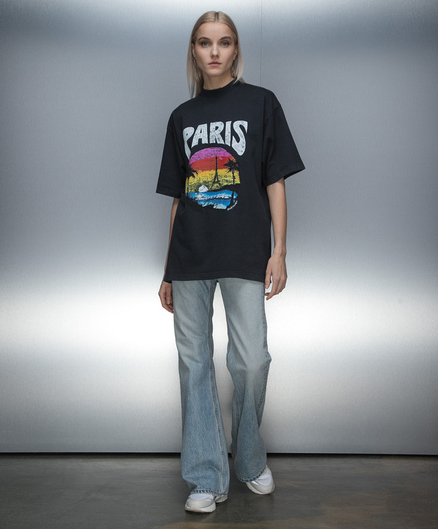 関税・送料込 BALENCIAGA Paris Tropical Tシャツ BALENCIAGA - PARIS TROPICAL Tシャツ / ブラック / ユニ