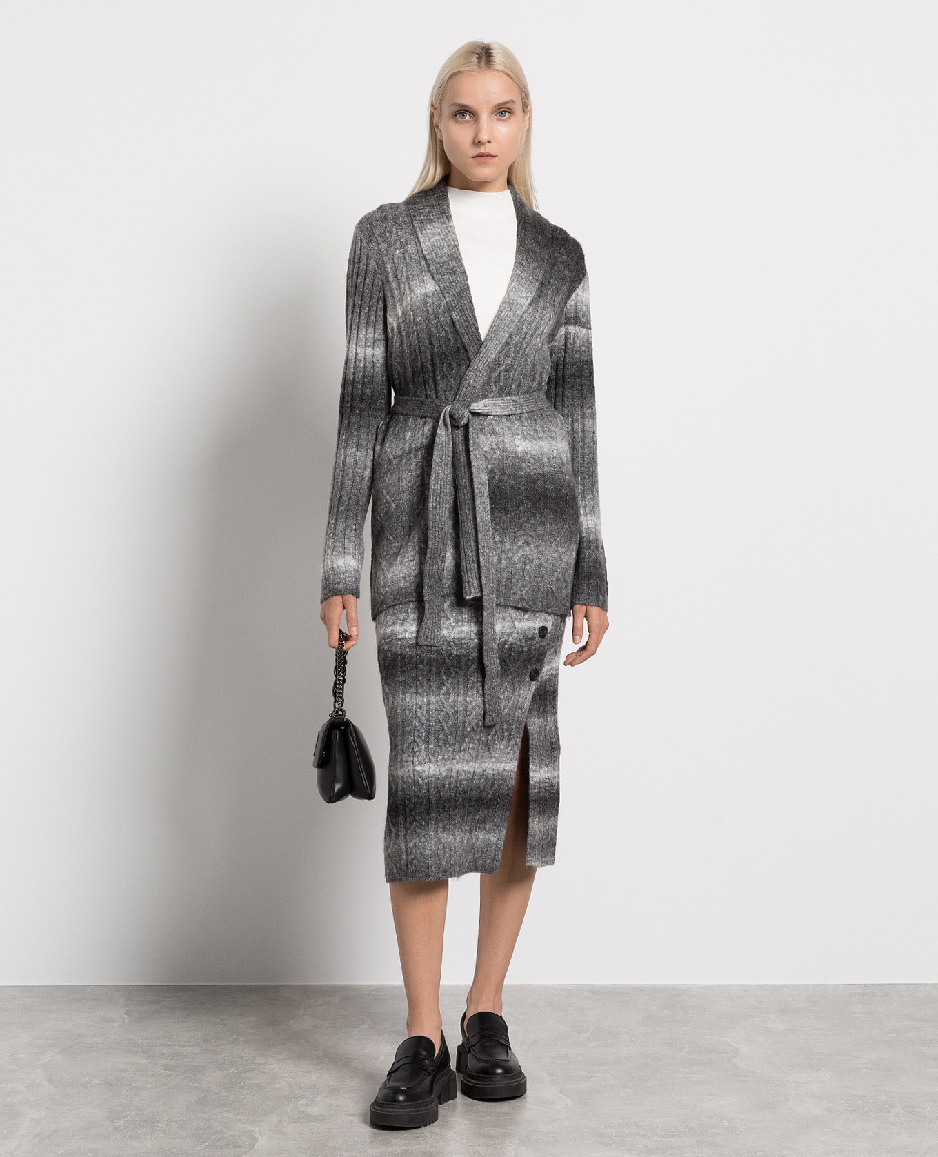 

Gray midi skirt with degradé effect and logo Twinset, Grey
