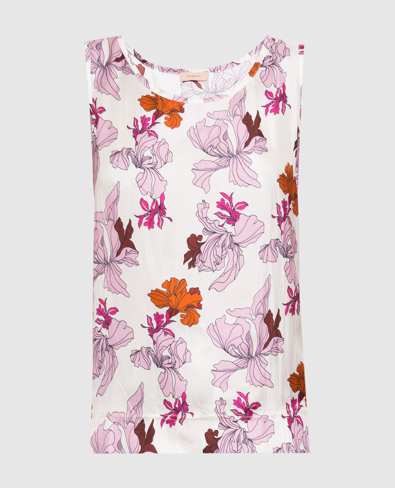 

Silk top in floral print Maesta, White