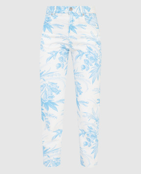 Twinset Cropped jeans in Floral Toile De Jouy print 221TP275A