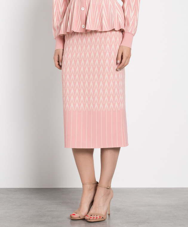 Alexander McQueen - Pink Geometric Pencil Skirt 711389Q1A36