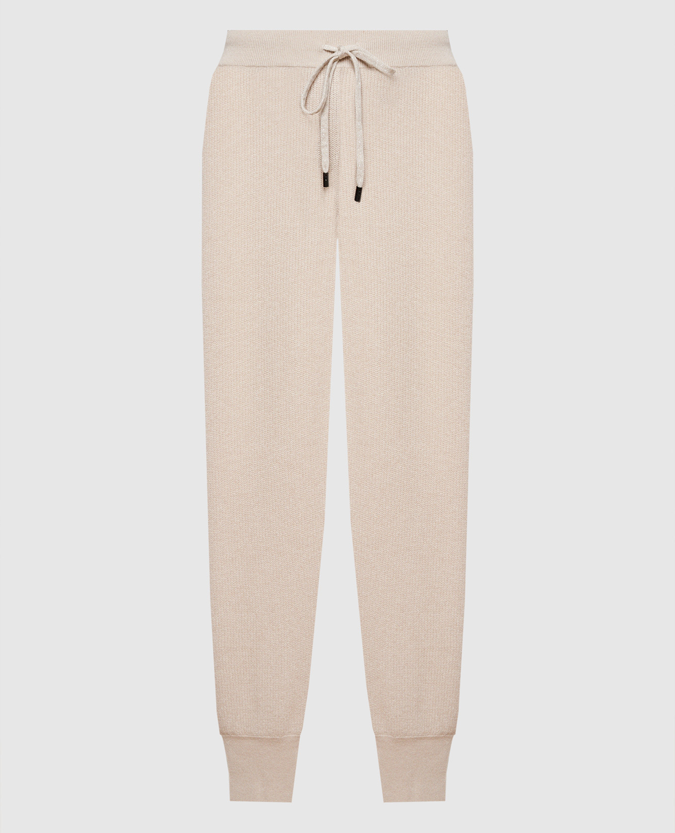 Beige wool, silk and cashmere joggers with monil chain peserico