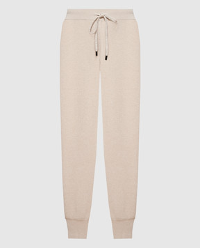 Peserico Beige wool, silk and cashmere joggers with monil chain S94051F129018C