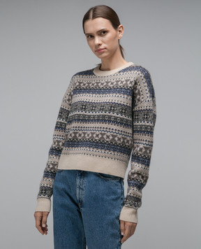 CO Beige sweater made of cashmere in a jacquard pattern 8143CMR