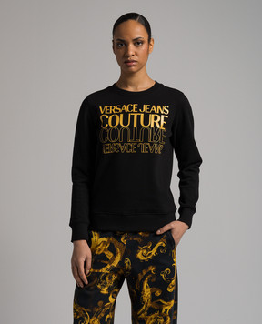 Versace Jeans Couture Black sweatshirt with Upside Down logo print 76HAIC00CF00C