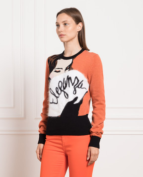 Dolce&Gabbana Orange sweater made of cashmere and wool with a pattern FX601TJAMJ5