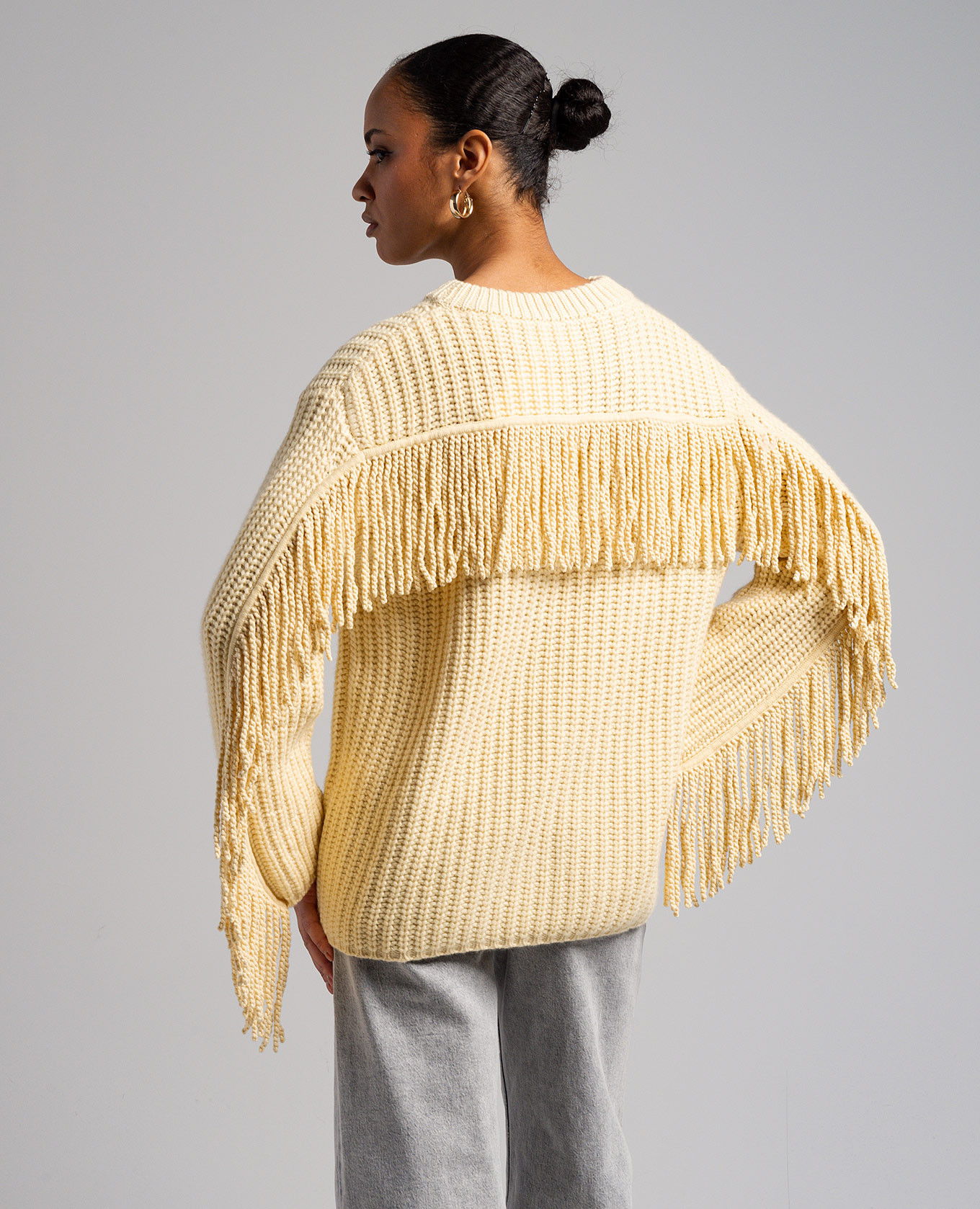 

Yellow cashmere sweater with fringe LISA YANG