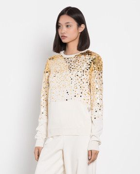 Carolina Herrera Light beige silk and cashmere jumper with sequins R2212E203KSW