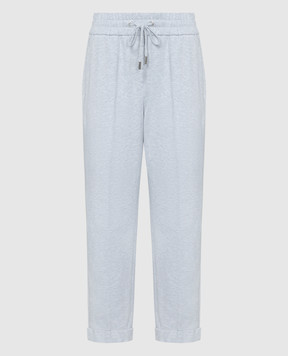 Peserico Gray melange pants with monil chain P04715J002379