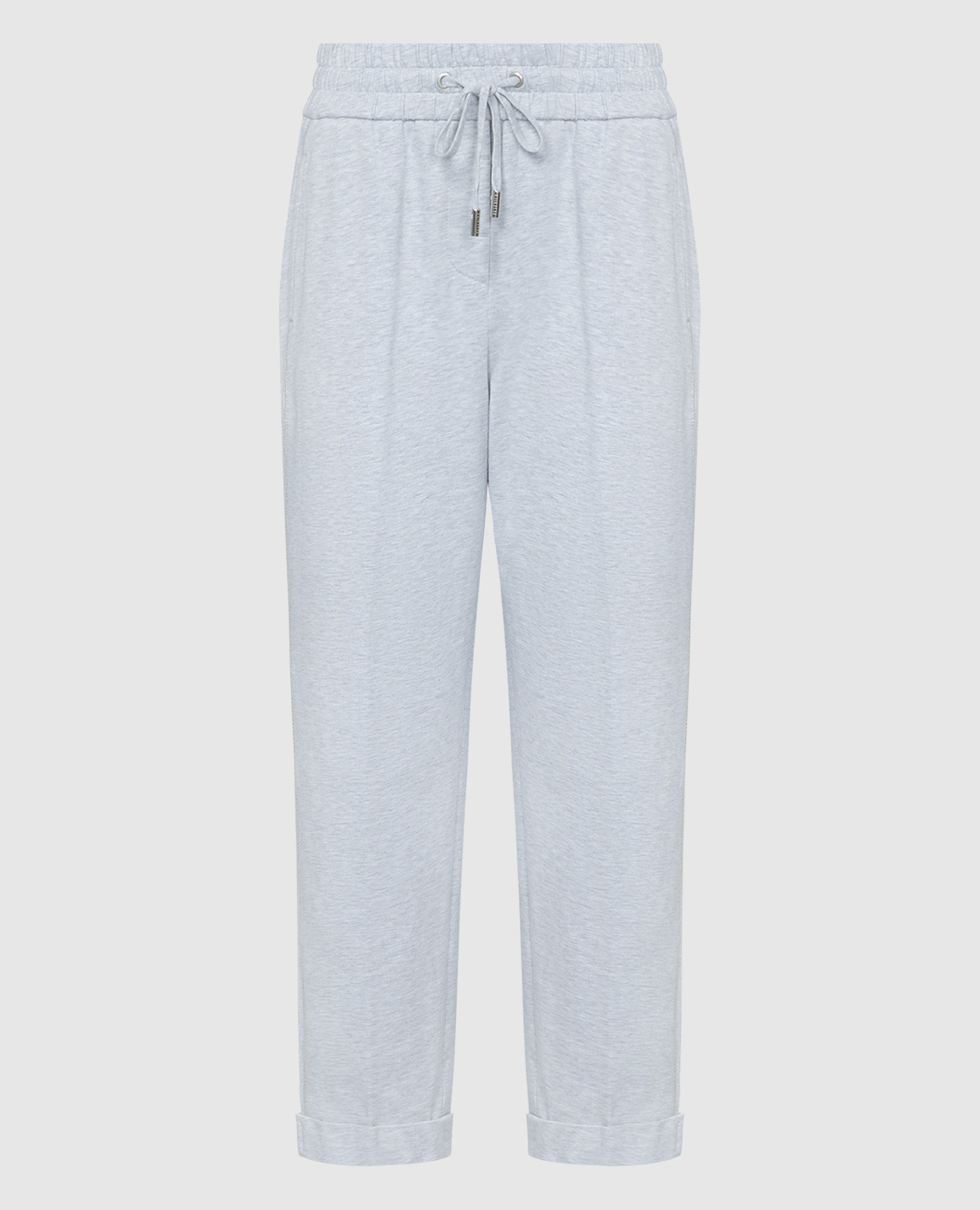 Gray melange pants with monil chain peserico