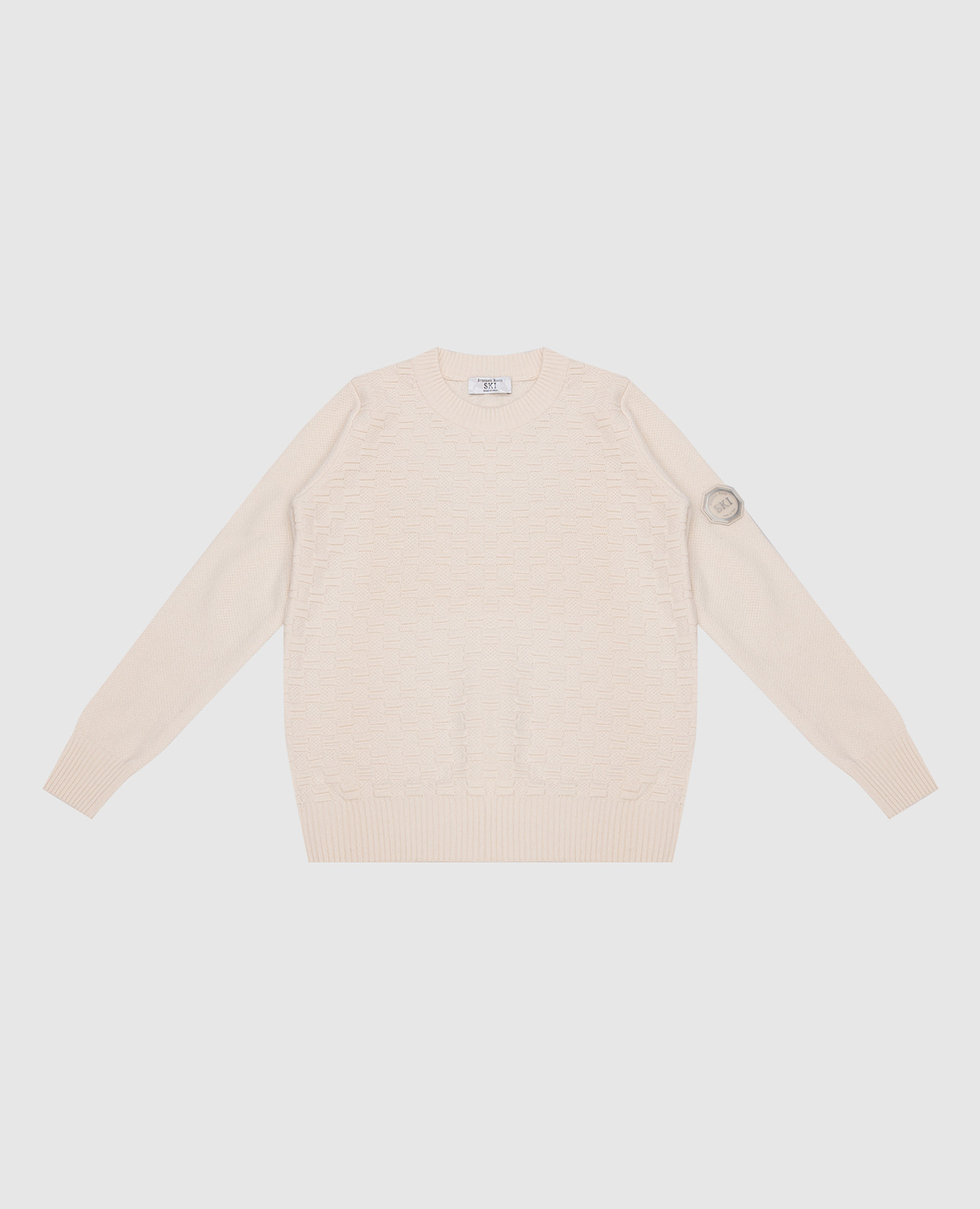 

Children's beige jumper made of cashmere in a textured pattern Stefano Ricci