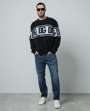 Dolce&Gabbana Black wool sweater with logo pattern GXM96TJEMK9