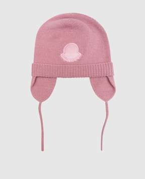 Moncler ENFANT Children's pink hat made of wool 3B00005M1241