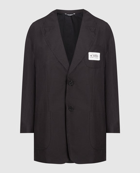 Dolce&Gabbana Black blazer with branded patch G2SH1THUMCA