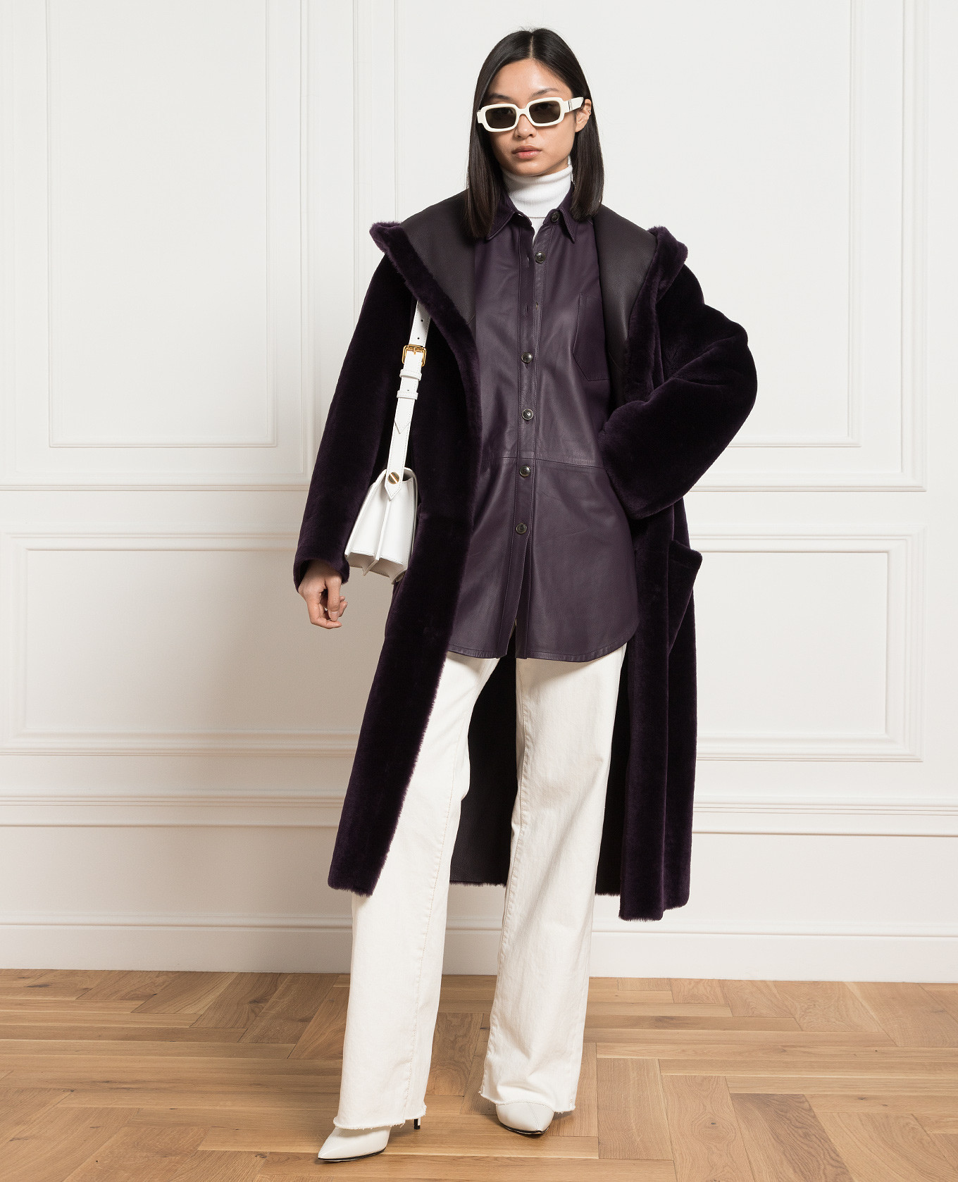 Purple leather shirt Simonetta Ravizza 2