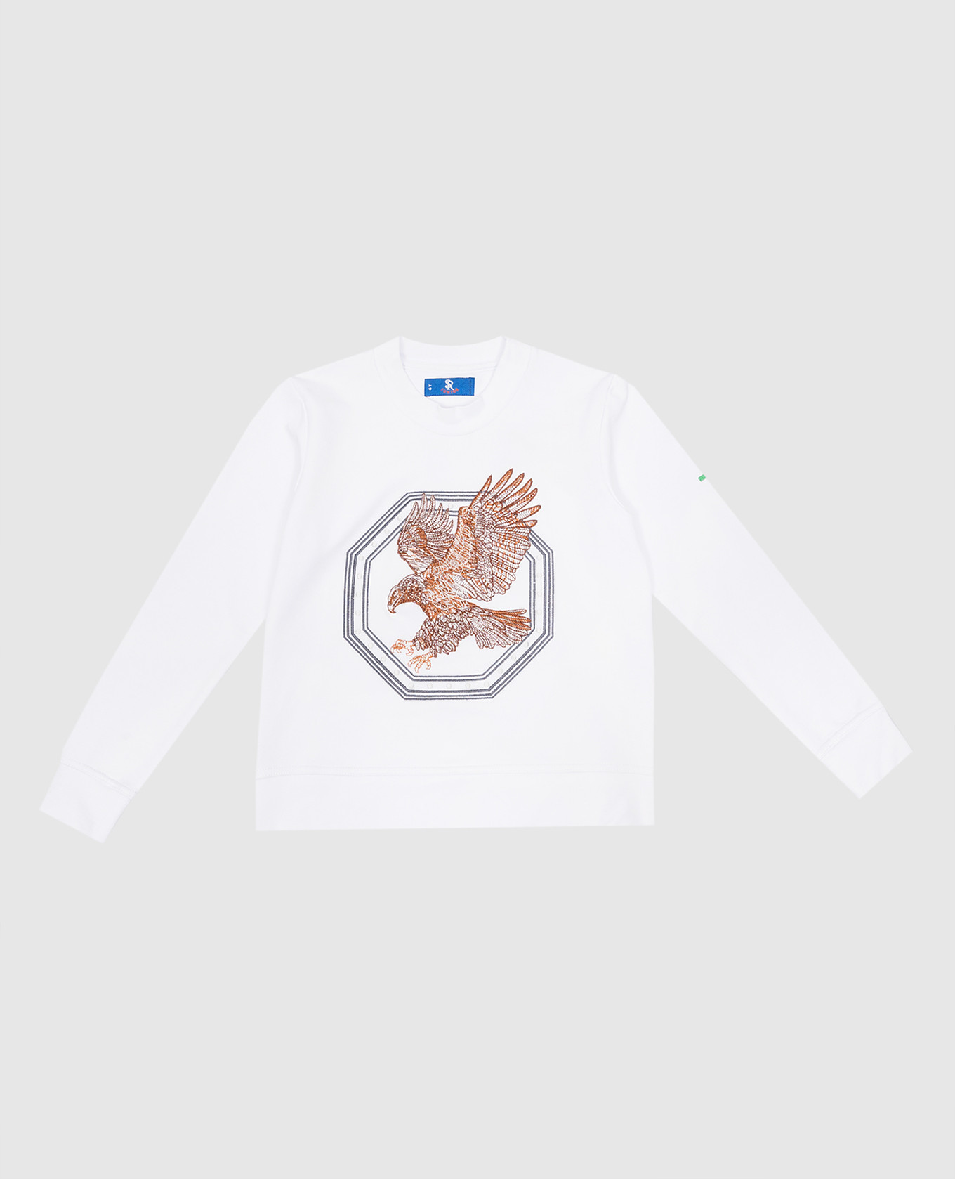 Children's white sweatshirt with embroidered logo emblem in the form of an eagle stefano ricci