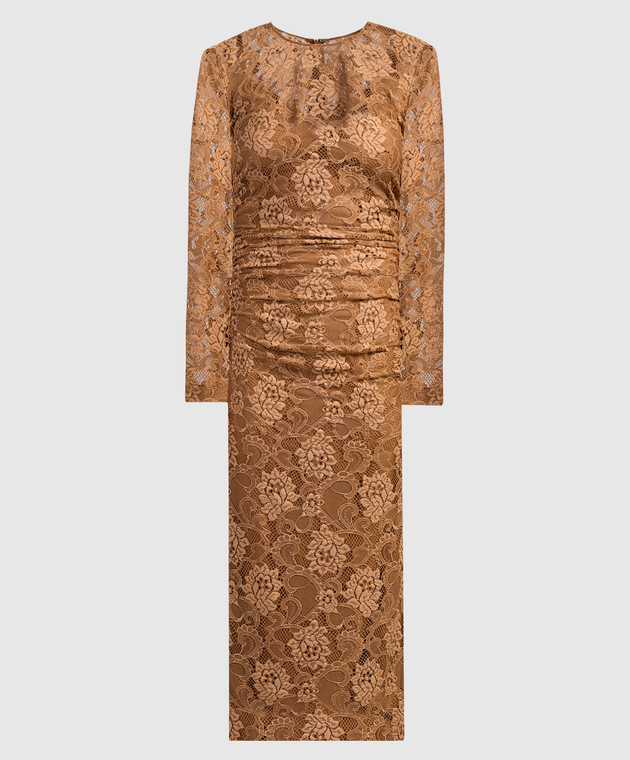 slim fit dress slacks Dolce & Gabbana Gold Lace Dress W Rhinestone Empire Waist main image 0