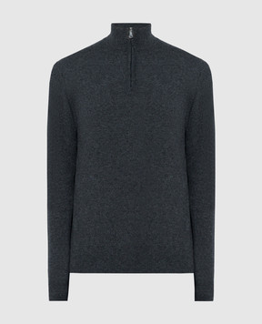 Cashmere&Whiskey Gray cashmere jumper with zipper 357N