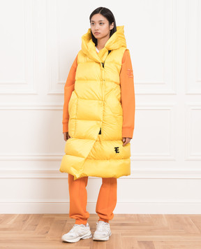 Ermanno Scervino Yellow down vest with logo patch D410A366HDN
