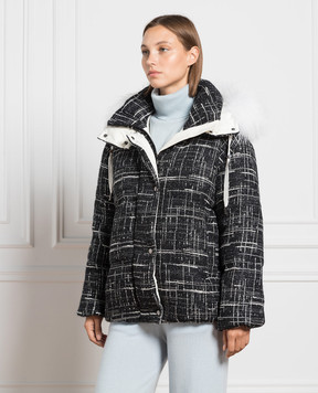 Rindi Black down jacket with lurex and sequins 231TE023