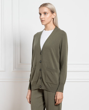 Allude Khaki wool and cashmere cardigan 23517010