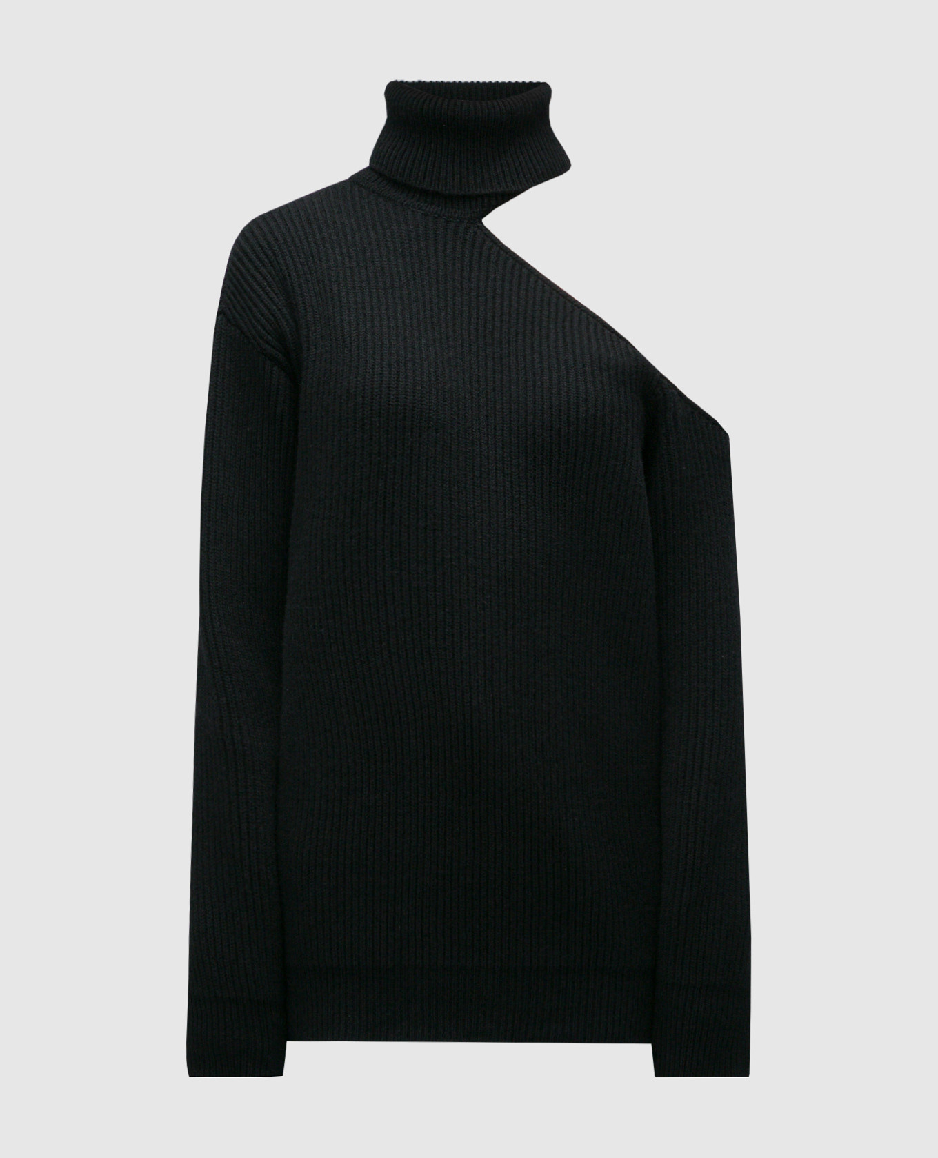 Black sweater made of wool and cashmere with a figured neckline nensi dojaka