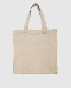 Vilebrequin Babel gray linen beach bag with logo BBLH3104m