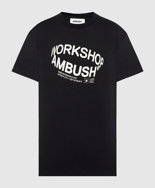 Tシャツ・カットソー AMBUSH Woman T-Shirt Black BWAA040S23JER001 1001 AMBUSH - Black t-shirt with contrasting logo print