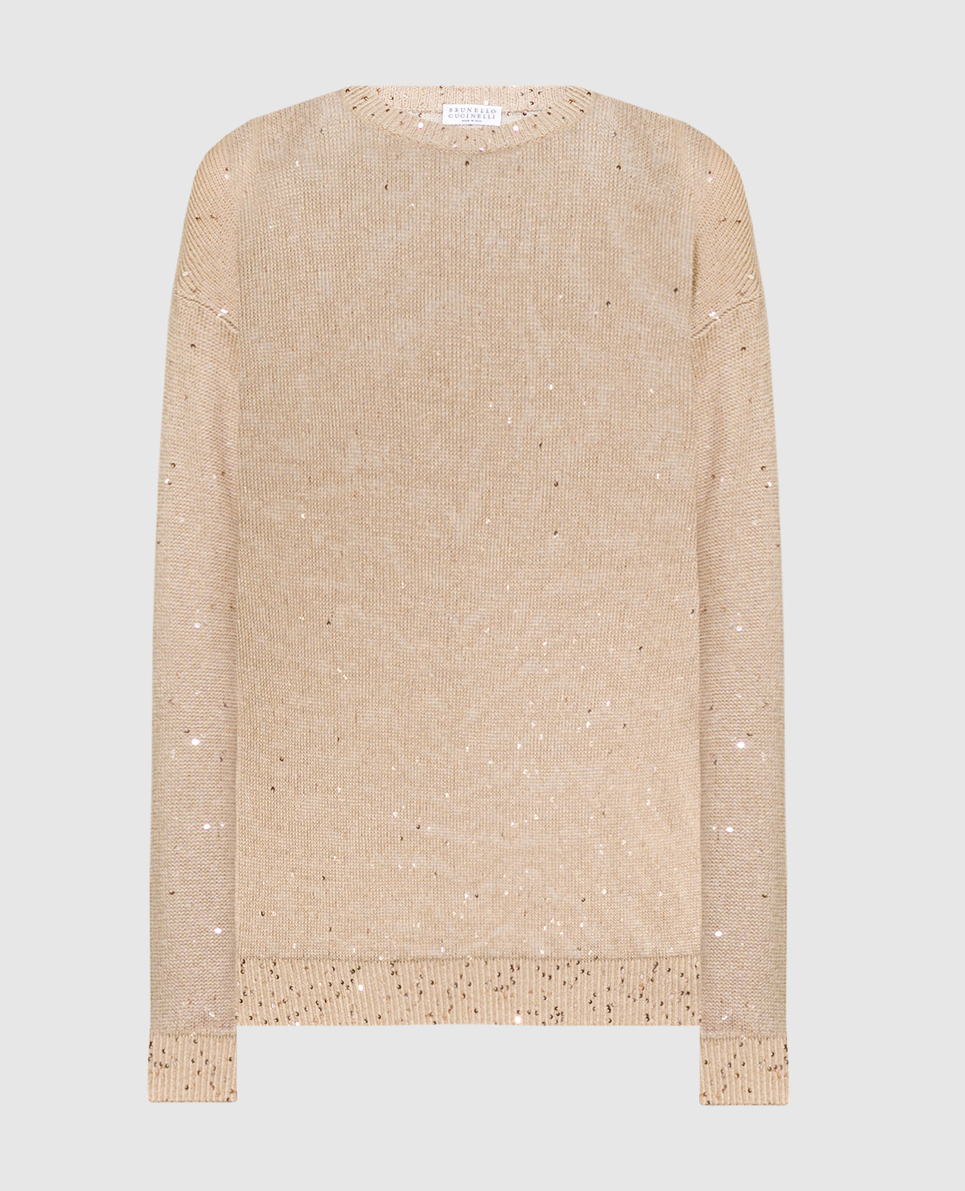

Beige linen and silk sweater with sequins Brunello Cucinelli, Бежевый