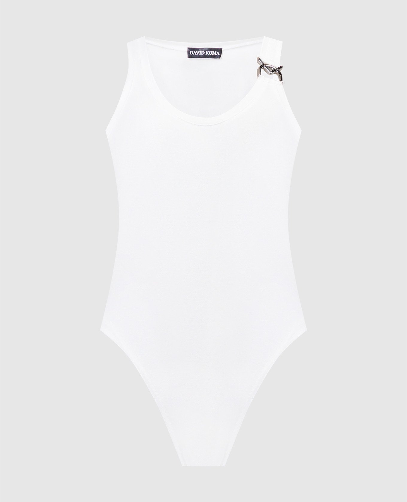 

White bodysuit with metallic logo David Koma