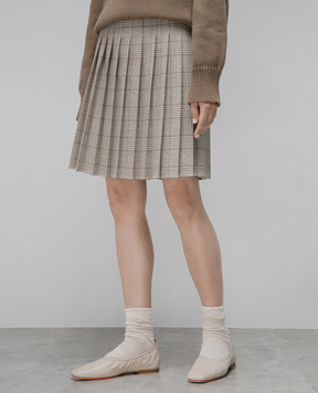 CO Beige check pleated skirt 3217MPWS