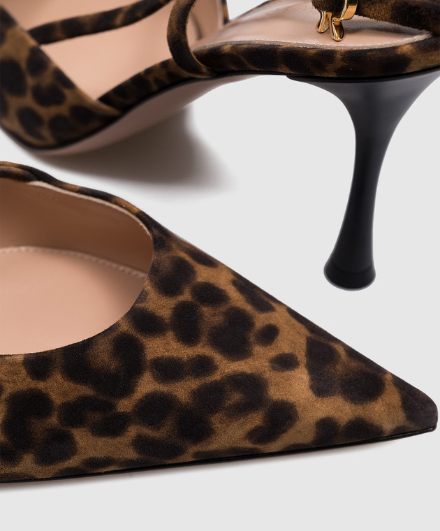 Gianvito Rossi - Slingback Ascent marroni con stampa