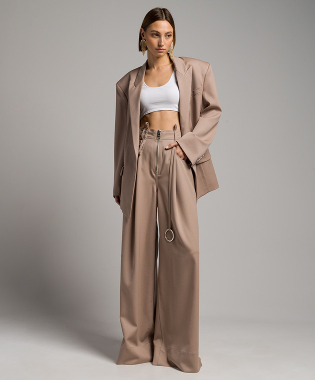 パンツ THE ATTICO Palazzo pants Beige 241WCP148W046 The Attico - Beige logo palazzo pants 241WCP148W046 - shop