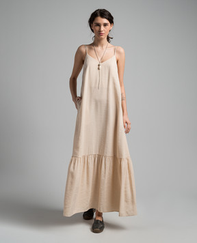 Peserico Beige dress with monil chain S0202001509