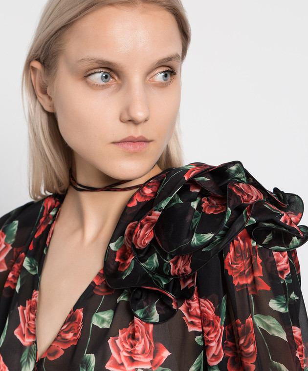 Magda Butrym - Black blouse made of scented silk in a floral print