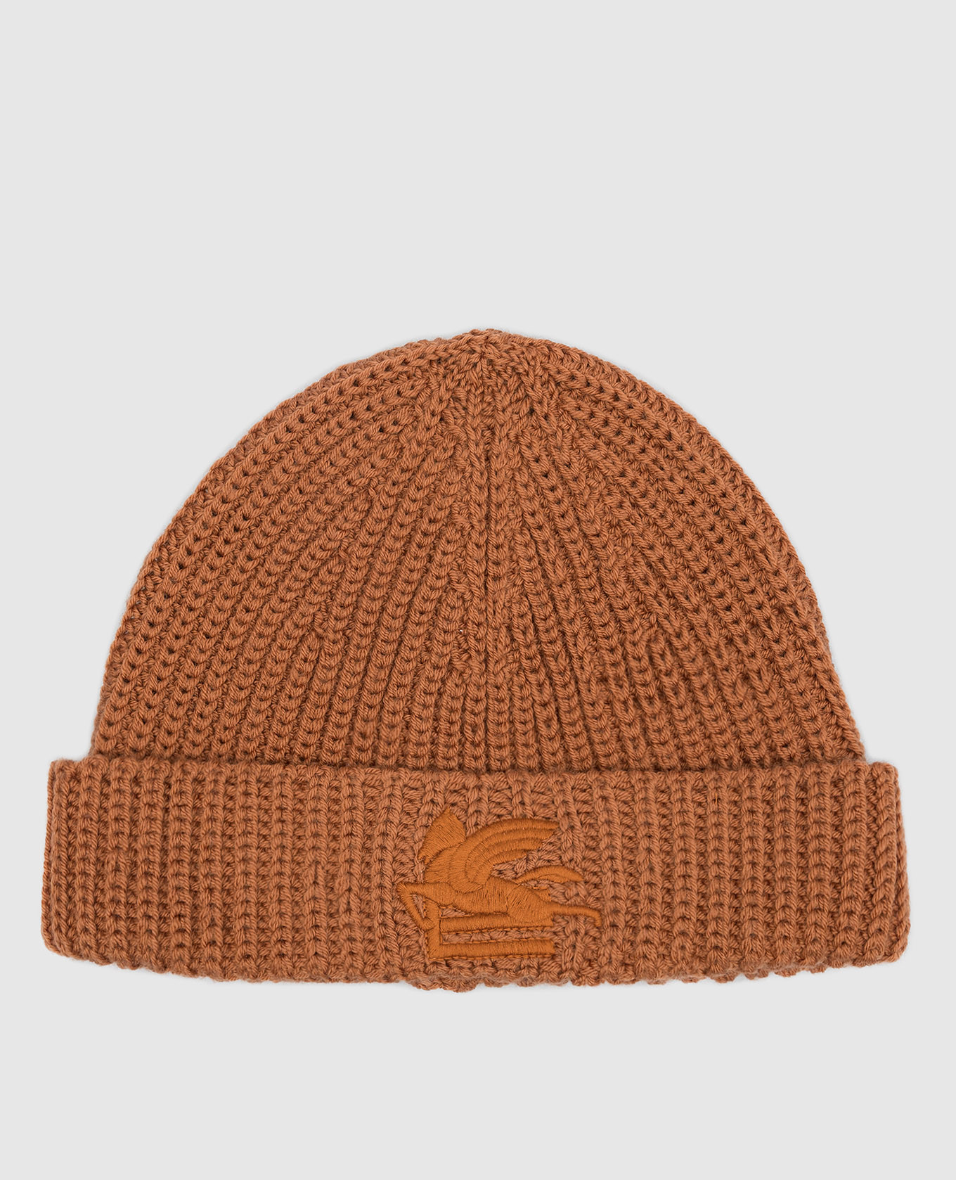 Brown wool cap with logo embroidery etro