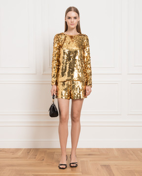 Carolina Herrera Gold shorts with sequins R2211N416SQH